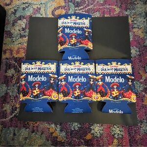Modelo Dia De Los Muertos Can Bottle Coozies x 4 New Blue